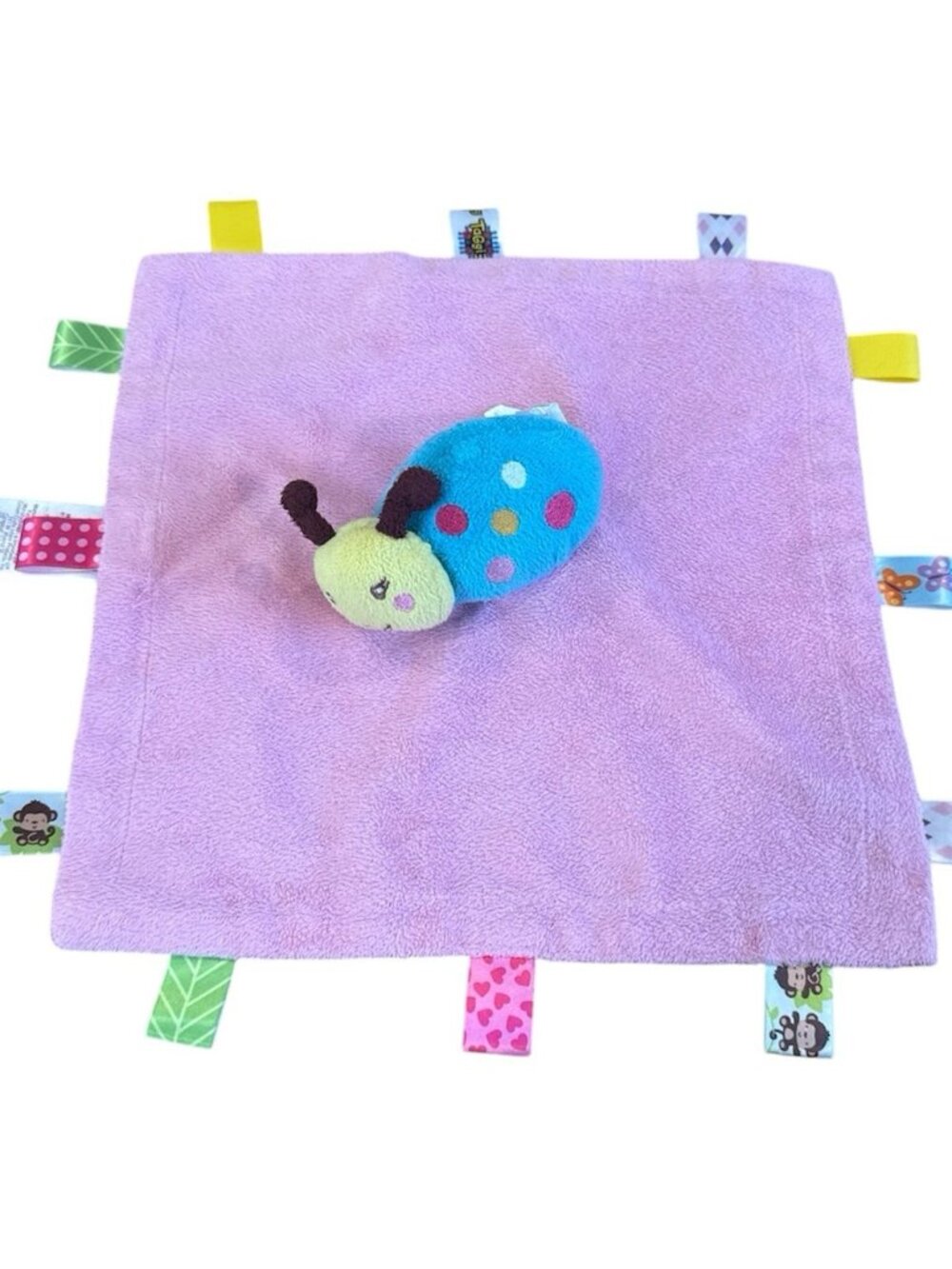 Bright Starts Snail Taggies Tags Baby Security Blanket Blankie Plush Lovey Pink